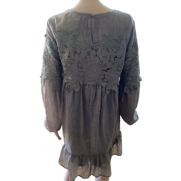 Umgee Peasant Mini Dress With Lace Bodice S - Picture 3 of 10